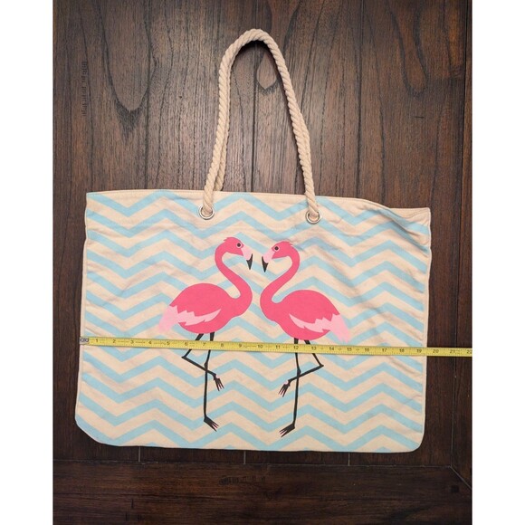 Pink Flamingo Totes Lot Of 2 Beach Pool Casual Colorful Summer Fun Bags - Picture 9 of 10